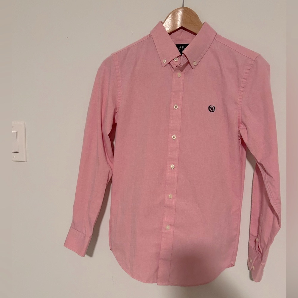 RALPH LAUREN pink kids long sleeve dress shirt. 16